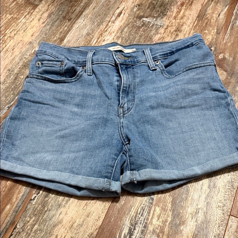 Levi's Light Blue Denim Cuffed Shorts mid length short 28